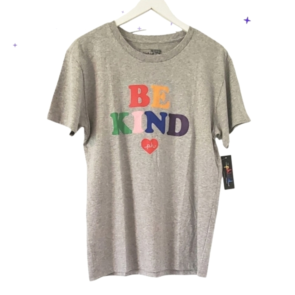 The Phluid Project Be Kind Rainbow Classic Tee Athletic Heather M